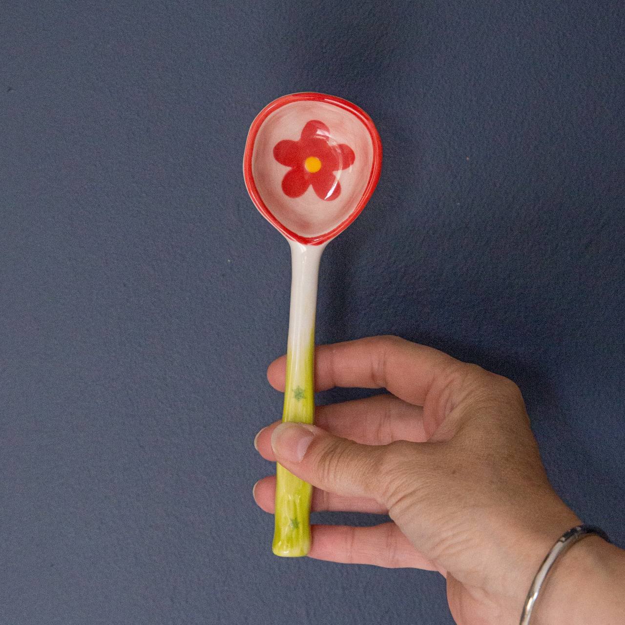 Homerly Ceramic Long Handle Soup Spoon