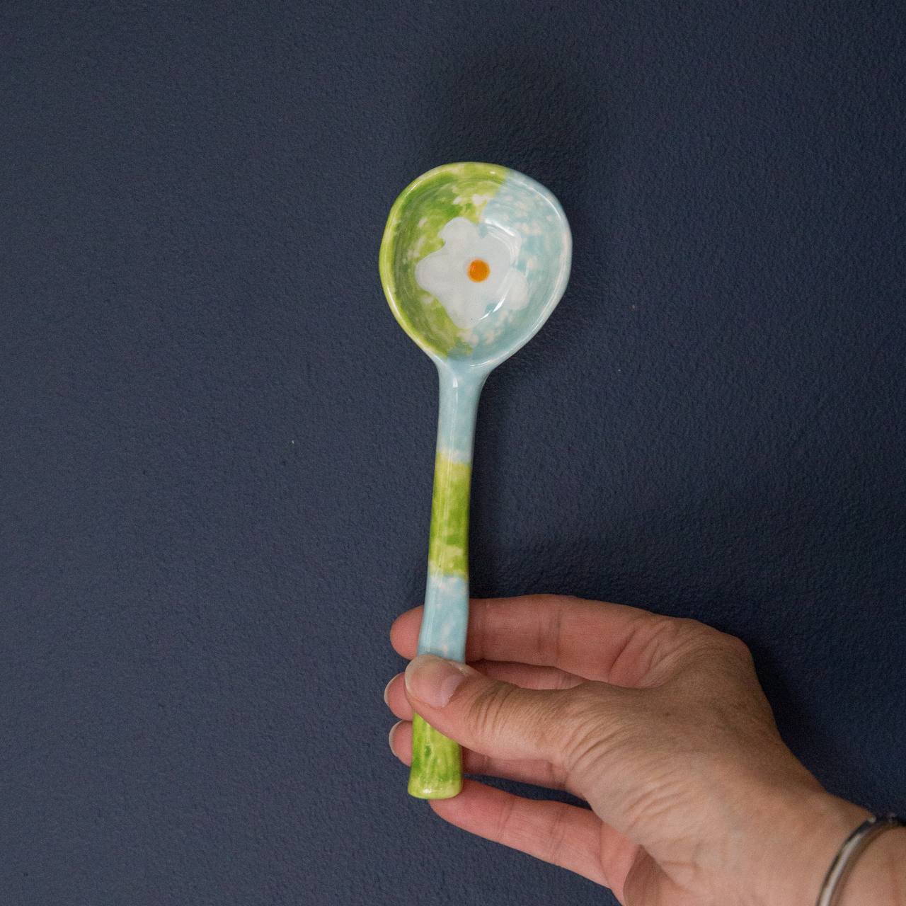 Homerly Ceramic Long Handle Soup Spoon