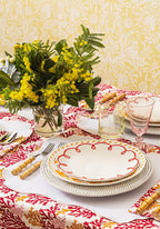 Casa Rosy Red Scalloped Dessert Plate (Set of 4)