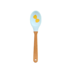 Spoon with blue handle and yellow heart on a white background