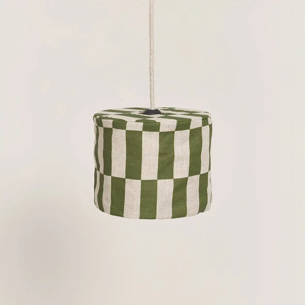 Nobodinoz Linen Lampshade in Green Check