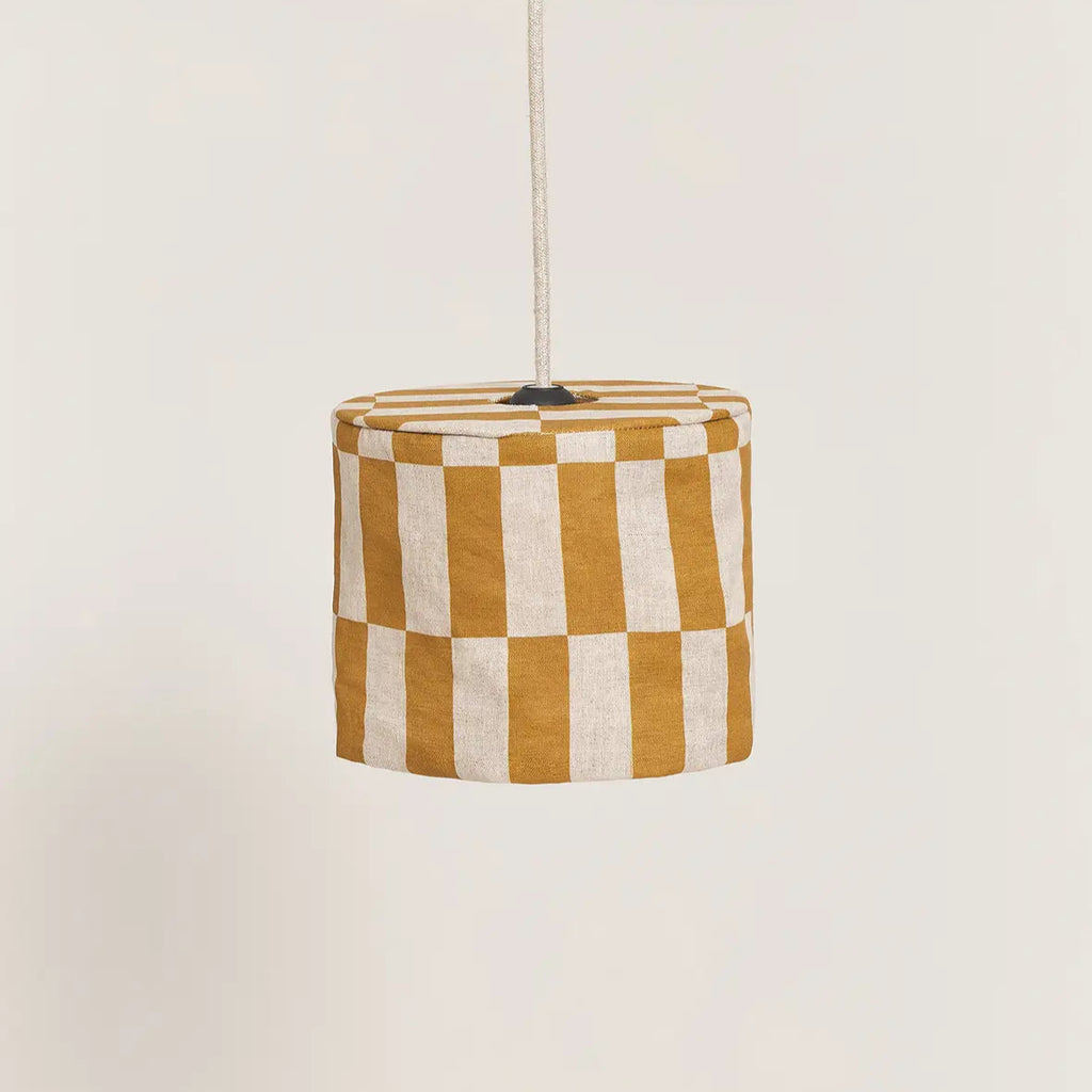 Nobodinoz Linen Lampshade in Green Check